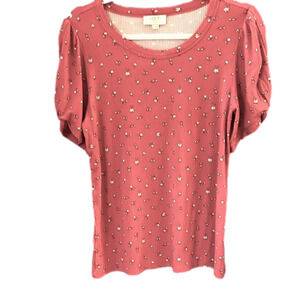 The Loft Pink rayon shirt with small white flowers nwt petite large